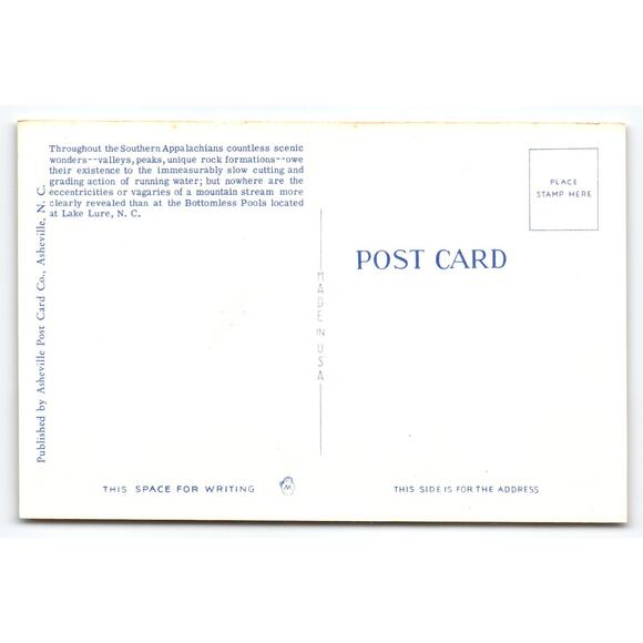 Vintage Linen Postcard Bottomless Pools Blue Ridge Mountains NC - Picture 2 of 2